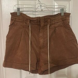 Paige Pleated Brown Shorts